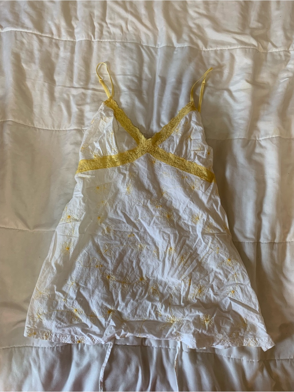 brody white top with yellow floral embroidery